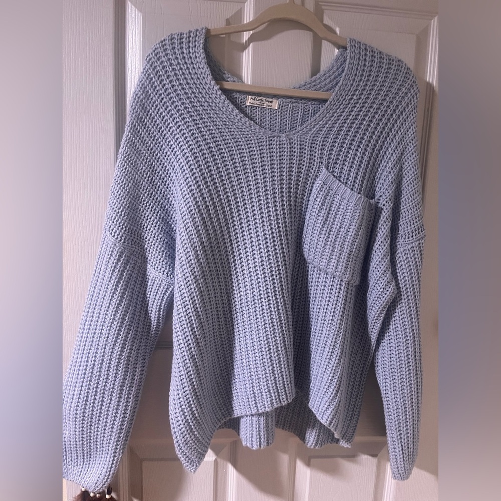Full Circle Trends Light Blue V-Neck Sweater